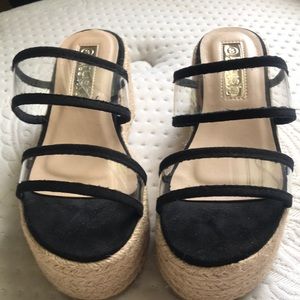Black Wedge Sandals